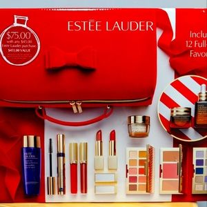 New Estee Lauder Full Makeup Gift Set with Velvet Red Case